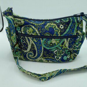 Vera Bradley Rhythm & Blues Retired Hipster Crossbody Paisley Floral Blue Green